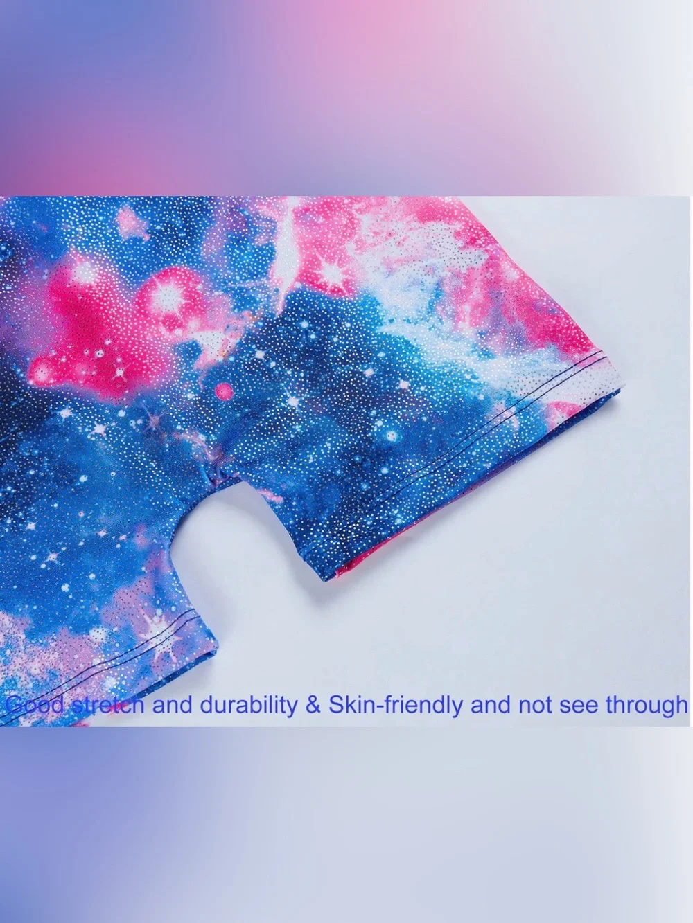 Girls Gymnastics Leotard Unitard Size 4 Galaxy Space Print Bikotard Sparkly Blue